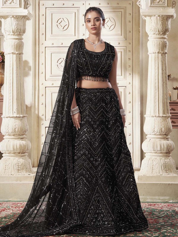 Black Premium Net Lehenga Choli